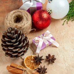 front view little presents on light background gift color photo xmas